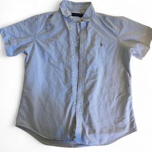 100% Cotton Ralph Lauren Light Blue Striped Casual Shirt